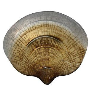 Shell Shaped Glass Bowl Painted Gold Seashell Plate Dish Beach Sea Decor Serving